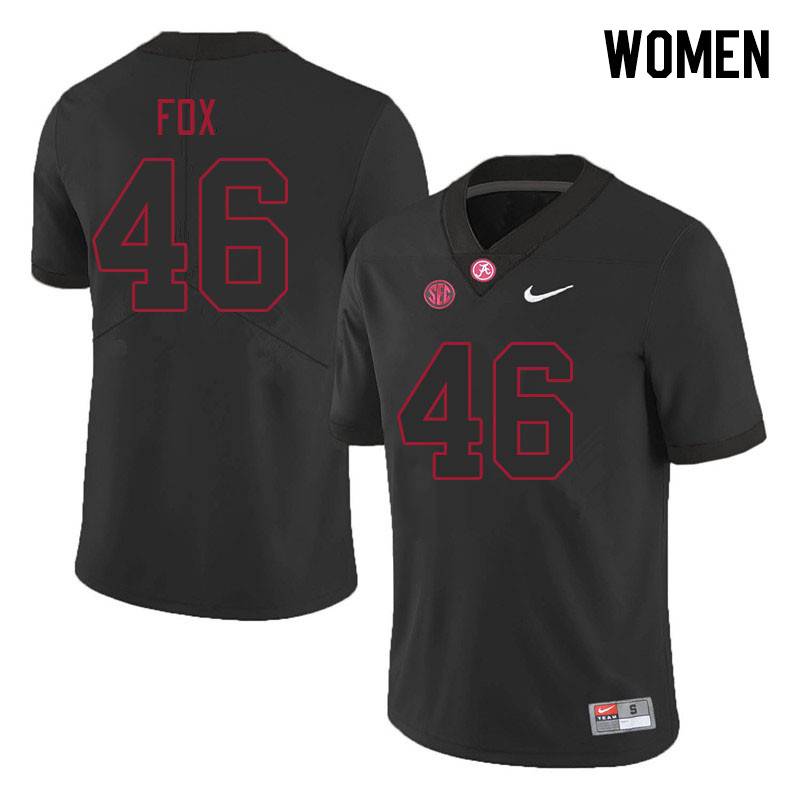 Women #46 Peyton Fox Alabama Crimson Tide College Footabll Jerseys Stitched-Black